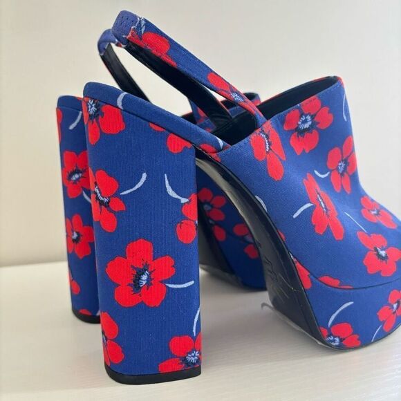 Alice + Olivia Logan Floral Platform Sandals Blue Red size EU 40 US 9 - Picture 6 of 12